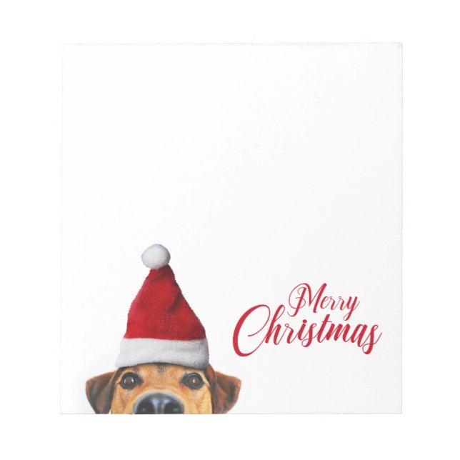 Bloc De Notas Curioso perro gracioso con Santa Hat (Frente)