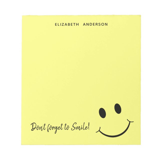 Bloc De Notas Curte Happy Yellow Face Smile Personalizado (Frente)