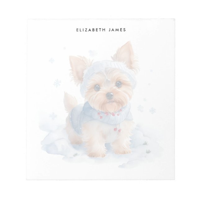 Bloc De Notas Curte winter Yorkshire Terrier Dog personalizado (Frente)