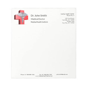 Bloc De Notas Curva 3D 3D Caduceus Cruz Roja Plata