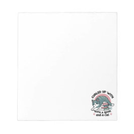 Bloc De Notas Curva con un libro y un gato - cómodos lectores de