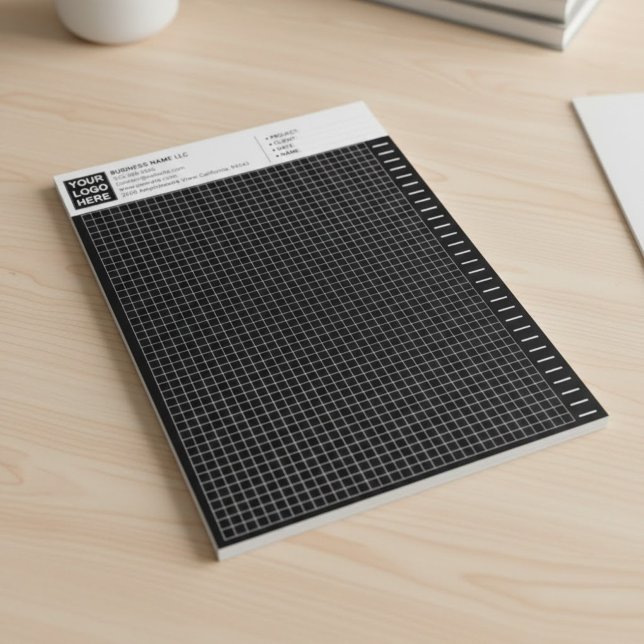 Bloc De Notas Custom Black Engineering Graph Paper Pad with Logo (custom graph paper, engineering pad logo, architectural grid pad)