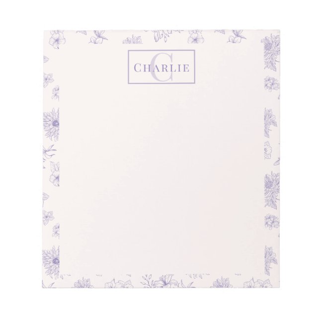 Bloc De Notas Custom Botanical Monogram Personalized Dog Cat Pet (Frente)