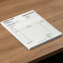 Bloc De Notas Custom Carbonless Sales Invoice Form, Company Name