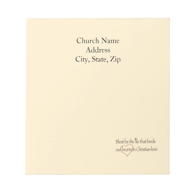 Bloc De Notas Custom Church Name Blest Be The Tie  (Frente)