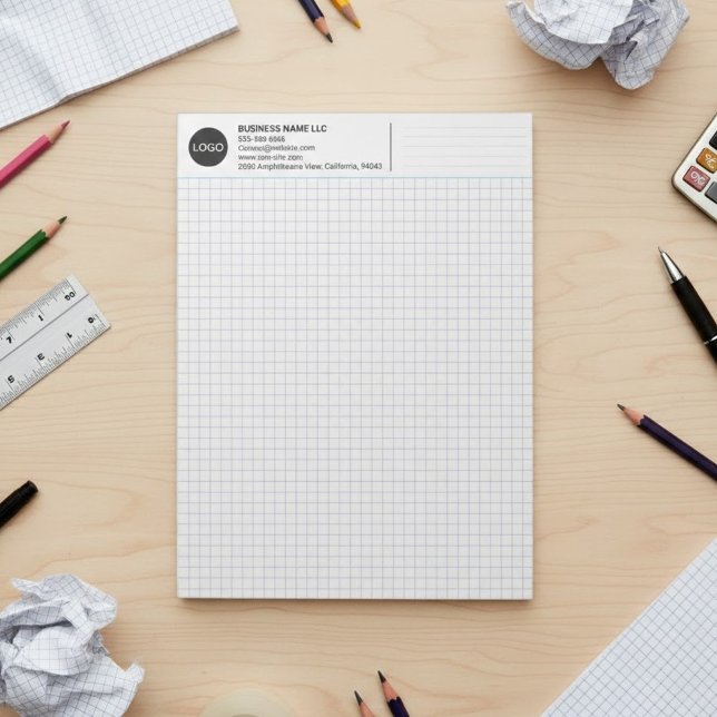 Bloc De Notas Custom Company Name & Logo, Minimalist Graph Paper (custom company logo notepad, graph paper for architects)