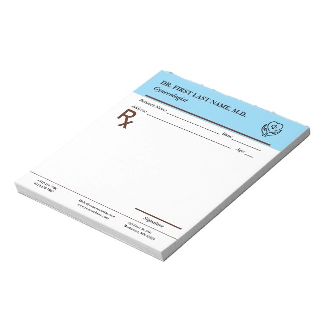 Bloc De Notas Custom Doctor Prescription Notepad Editable RX Pad (Lado Izquierdo)