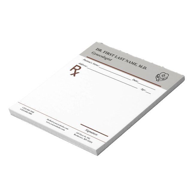 Bloc De Notas Custom Doctor Prescription Notepad Editable RX Pad (Lado Izquierdo)