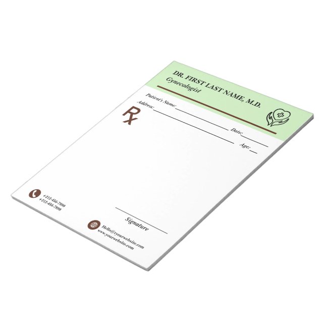 Bloc De Notas Custom Doctor Prescription Notepad Editable RX Pad (Lado Derecho)