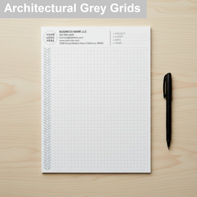 Bloc De Notas Custom Engineering Graph Pad with Logo, Gray Grids (Personalised Graph Grid Paper Pads)