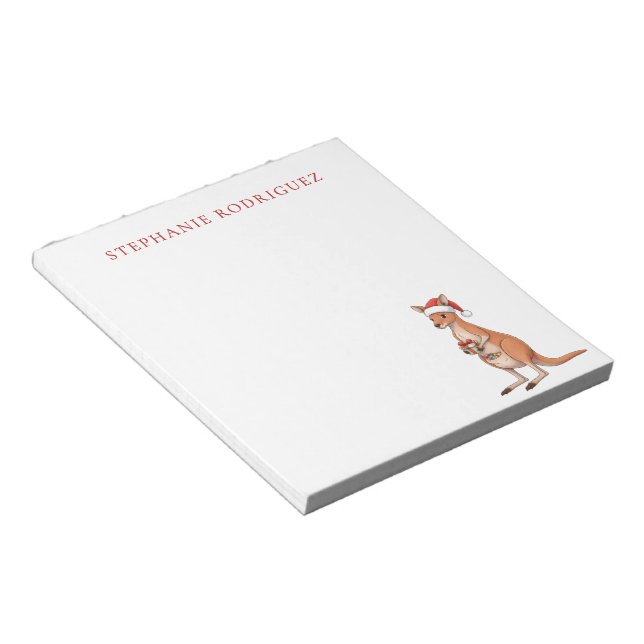 Bloc De Notas Custom Festive Kangaroo With Santa Hat Christmas (Lado Derecho)