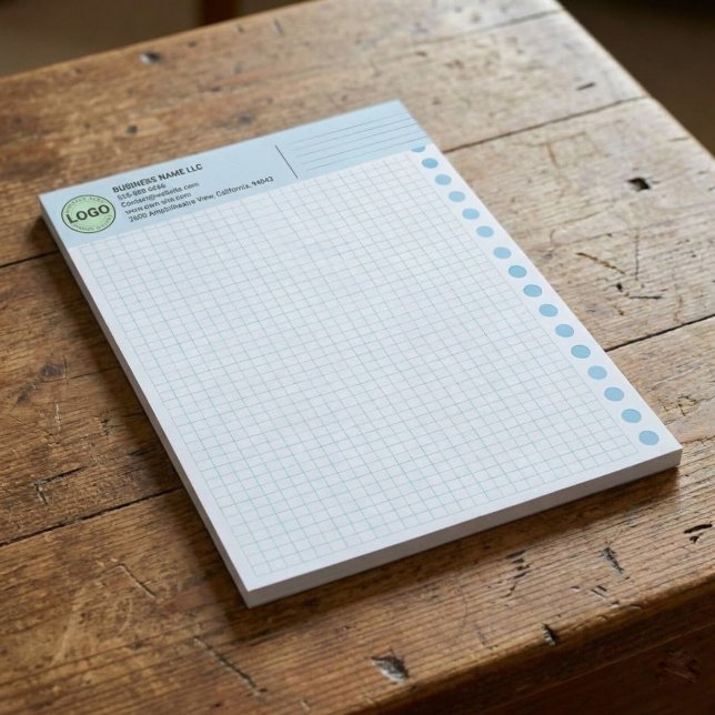 Bloc De Notas Custom Graph Paper Logo Pad (Grid Sheets, Squares) (promotional gridded paper with company logo)