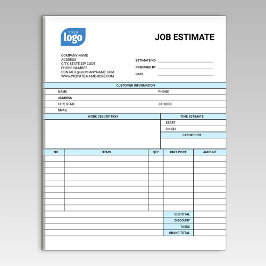 Bloc De Notas Custom Logo Business Job Estimate Form Notepad