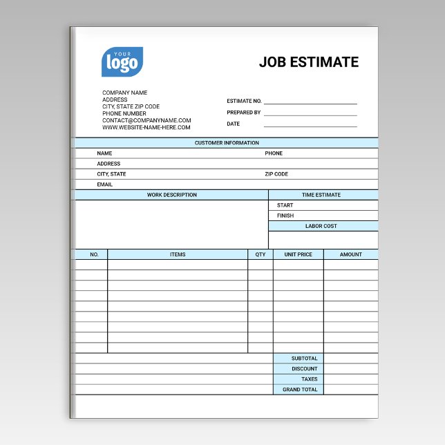 Bloc De Notas Custom Logo Business Job Estimate Form Notepad (Subido por el creador)