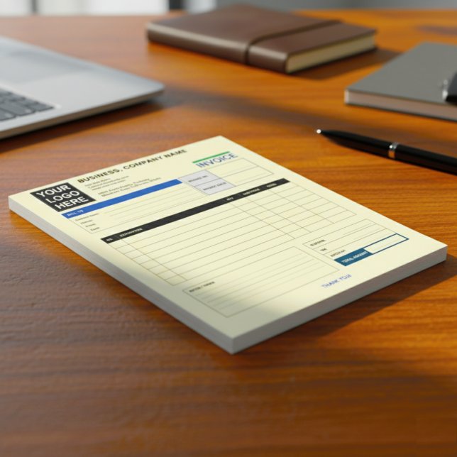Bloc De Notas Custom Logo Small Business Invoice Sales Receipt (Custom company logo invoice)