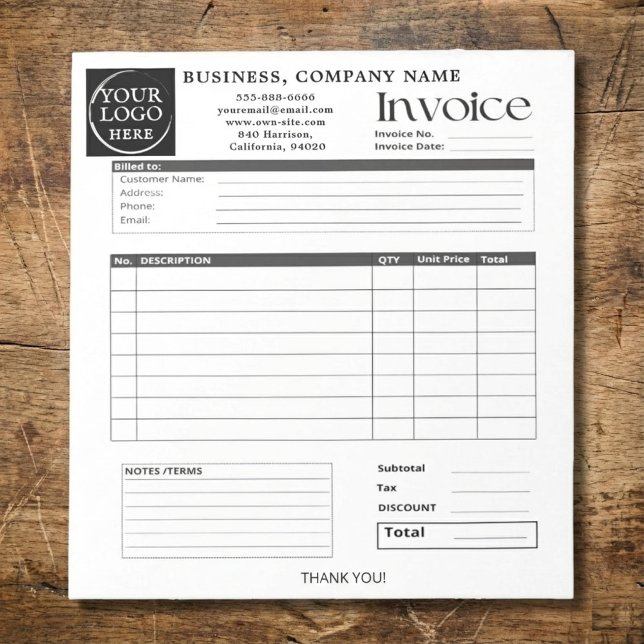 Bloc De Notas Custom Logo Small Business Invoice Sales Receipt N (Clean, professional, and fully customizable ✨
This minimalist invoice notepad helps small businesses)