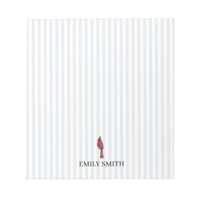 Bloc De Notas Custom Name Cardinal Bird Painting Stripe (Frente)