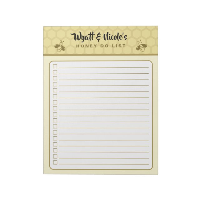 Bloc De Notas Custom Name Honey Do List Notepad (Lado Izquierdo)