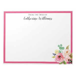 Bloc De Notas Custom Pink Gold Pastel Boho Floral Bouquet Penpal