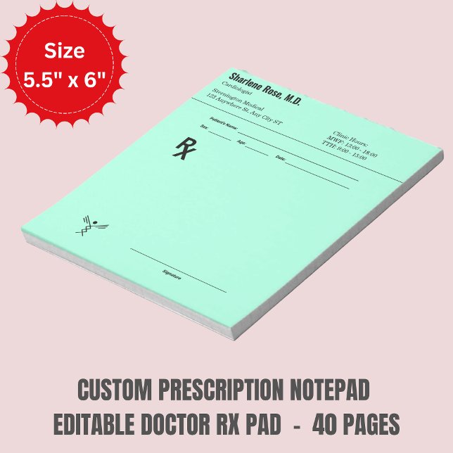 Bloc De Notas Custom Prescription Notepad – Editable Doctor RX (Custom Prescription Notepad – Editable Doctor RX)