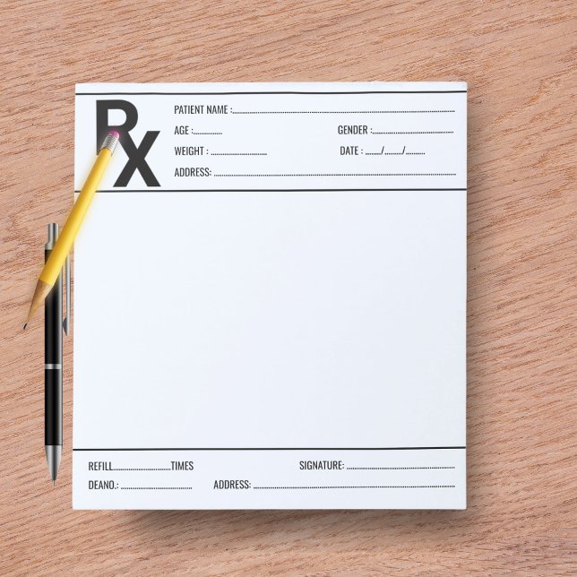 Bloc De Notas Custom Prescription Pad for Doctor Pharmacist Rx  (Custom Prescription Pad for Doctor Pharmacist Rx)