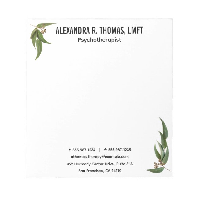 Bloc De Notas Custom Your  Eucalyptus Psychotherapist (Frente)