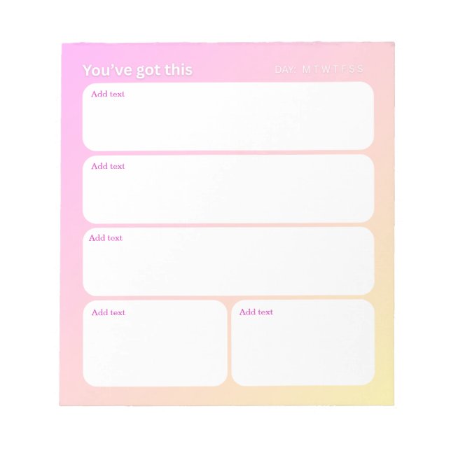Bloc De Notas Customizable Daily Planning Notepad (Frente)