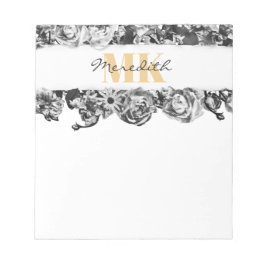 Bloc De Notas Customizable Name Gold Roses Chic Monogram Luxury
