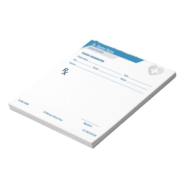 Bloc De Notas Customizable RX Pad for Doctors - Prescription Pad (Lado Izquierdo)