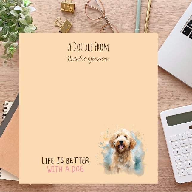 Bloc De Notas Cuta acuarela Goldendoodle Dog (Subido por el creador)