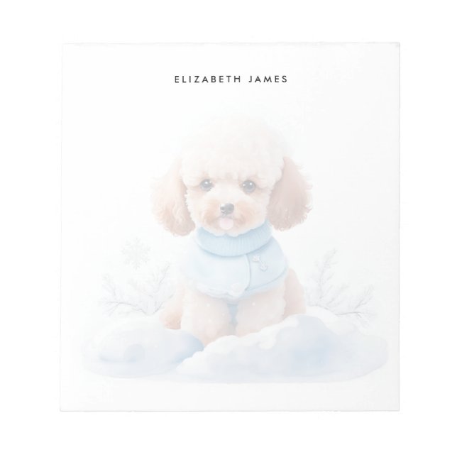 Bloc De Notas Cuta acuarela Miniatura Apricot Poodle Puppy Dog (Frente)
