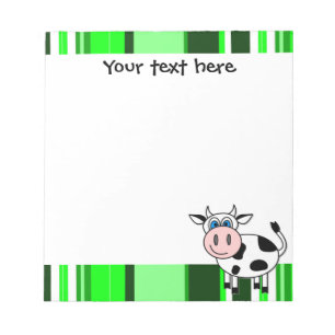 Bloc De Notas Cuta vaca feliz - franja verde