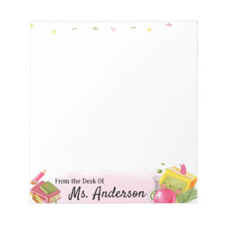 Bloc De Notas Cute acuarela Apple Teacher Name School Class