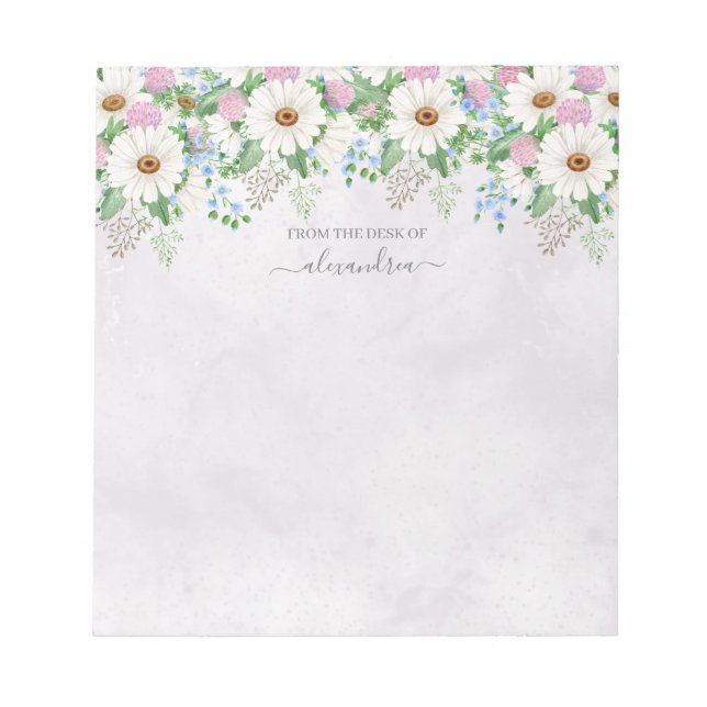 Bloc De Notas Cute acuarela Daisy Floral Calligrafía Botánica (Frente)