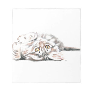 Bloc De Notas Cute acuarela Maine Coon Kitty