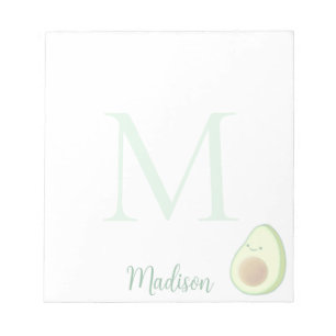 Bloc De Notas Cute Aguacate Nombre Inicial Personalizado 