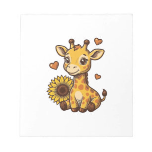 Bloc De Notas Cute Baby Giraffe Sunflower Vintage Engraving Tee_