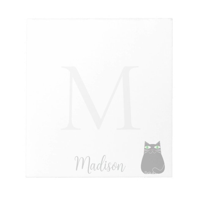 Bloc De Notas Cute Black Cat Custom Name Initial  (Frente)