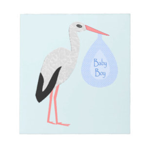 Bloc De Notas Cute Blue Baby Boy Stork
