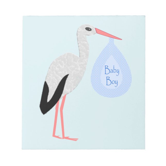 Bloc De Notas Cute Blue Baby Boy Stork (Frente)
