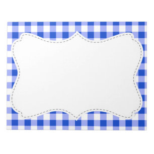 Bloc De Notas Cute Blue Gingham; Checkered