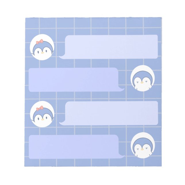 Bloc De Notas Cute Blue Penguin Notepad | Minimal Grid Me (Frente)