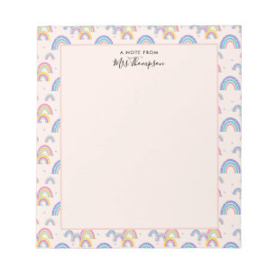 Bloc De Notas Cute Boho Rubor Pink Rainbow Heart Notepad