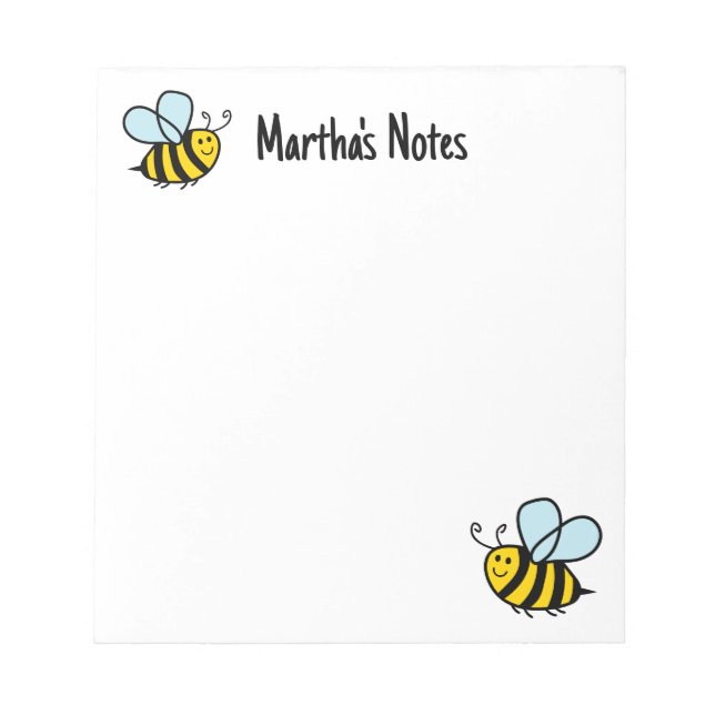Bloc De Notas Cute bumble abeja personalizado diseño personaliza (Frente)