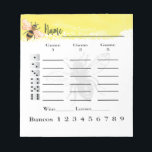 Bloc De Notas Cute Bunco Score Sheets Bee<br><div class="desc">El tema de la Abeja mate en el color amarillo y negro crea una maravillosa hoja de partituras Bunco o Bunko. Perfecto para las abejas reina,  fiesta de la noche fuera de Bunco. Ideal para los temas de primavera y verano o todo el año.</div>