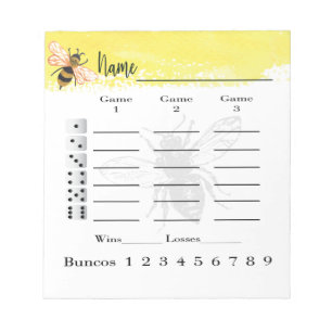 Bloc De Notas Cute Bunco Score Sheets Bee