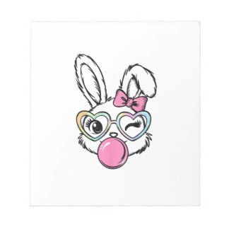 Bloc De Notas Cute Bunny Face Bubblegum Glasses Pink Coquette Bo