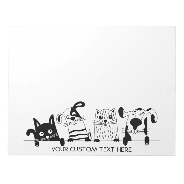 Bloc De Notas Cute Cats & Dogs personalizados notas de texto (Frente)
