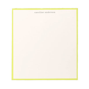 Bloc De Notas Cute Chartreuse Amarillo Borde Nombre Personalizad
