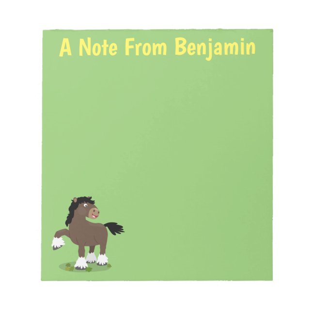 Bloc De Notas Cute Clydesdale personalizado de caballo ilustraci (Frente)